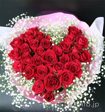 誕生日や結婚記念日にオススメ ハートの花束 赤いバラ