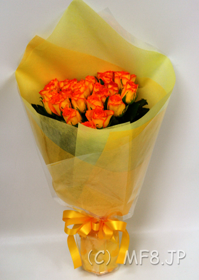 オレンジバラの花束/ハート型の花束/名古屋市内送料無料