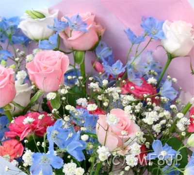 ウォーターブルー ピンクの花 名古屋の花屋 丸の内フローラ